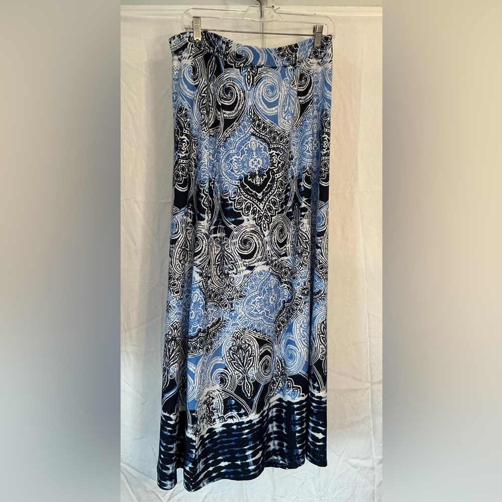 Cato Blue and Black Patterned maxi skirt